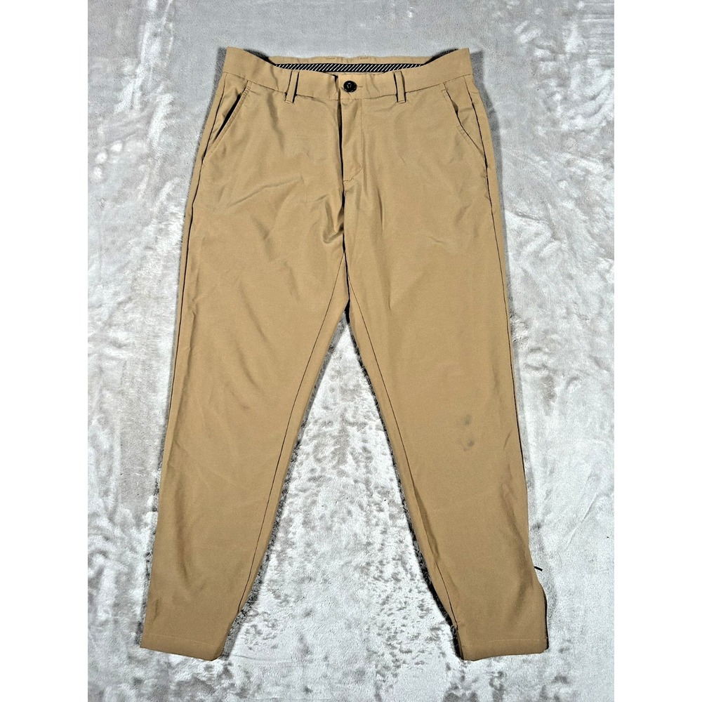 Primo Golf Pants Men 32 Short Brown Performance Jogger Stretch Tapered Ankle Zip